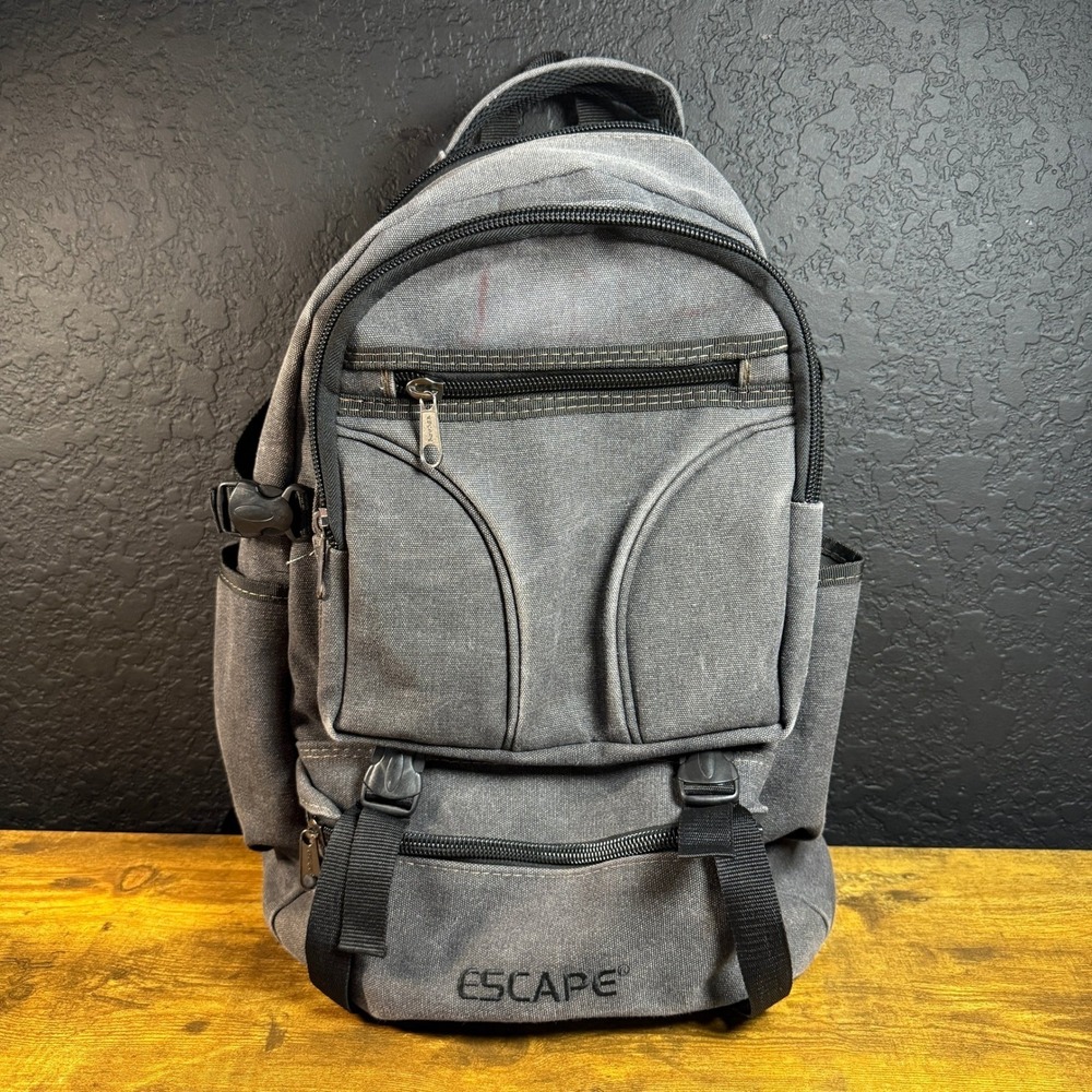 Escape Multi-Pocket Grey Canvas Utility Travel Backpack‎ Unisex Large
